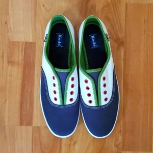 Keds Women's Canvas Shoes Size 7 Narrow White Navy Green